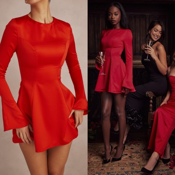 HOUSE OF CB 'Sacha' Red Satin Mini Dress - Picture 3 of 10